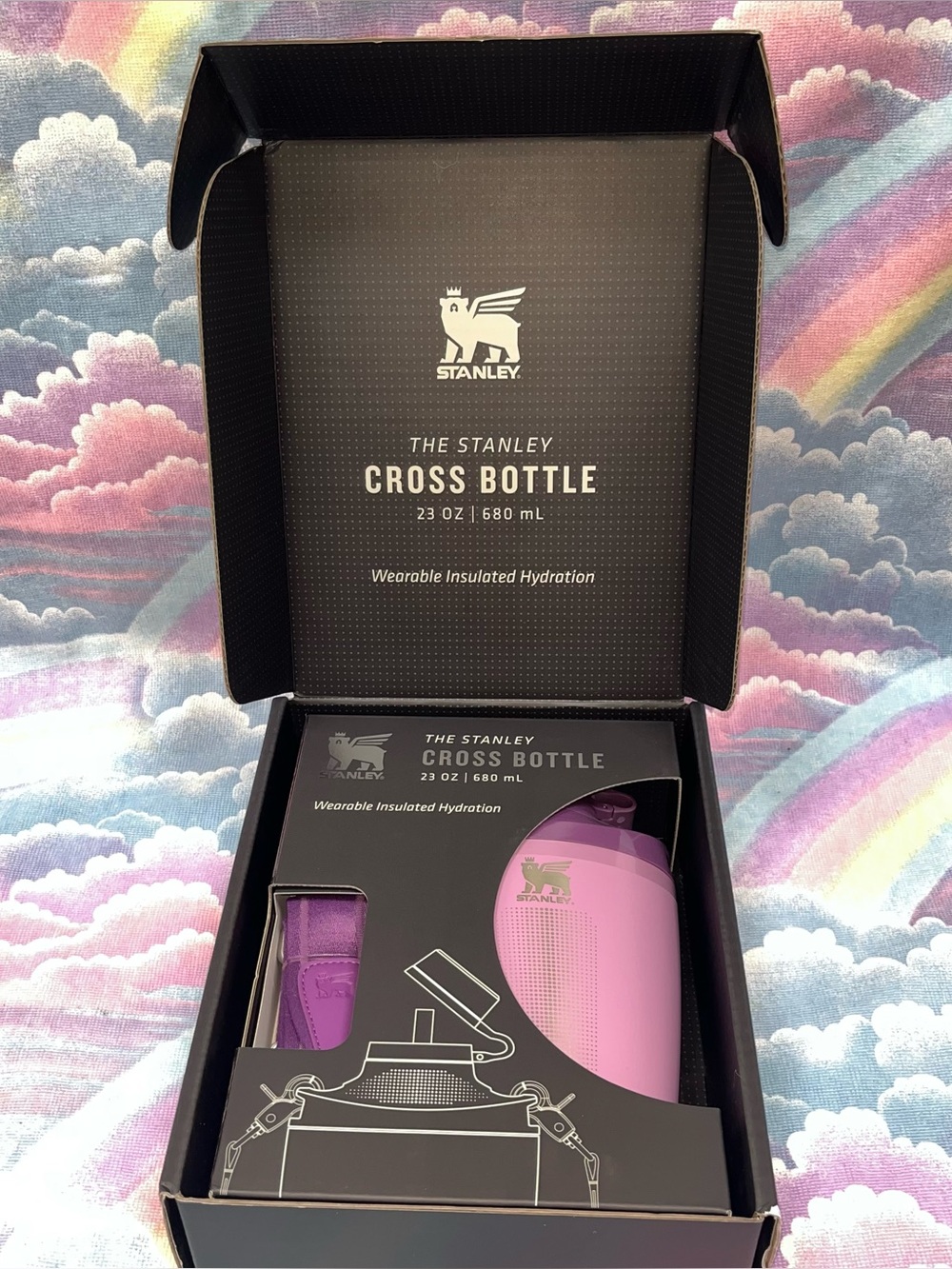 Stanley Cross Water Bottle Removable Jacquard Strap Lilac NIB 23 Oz Camping